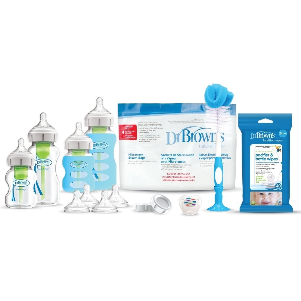 Dr. Brown's Natural Flow Options+ Glass Bottle Starter Set Anti-Colic Wide-Neck
